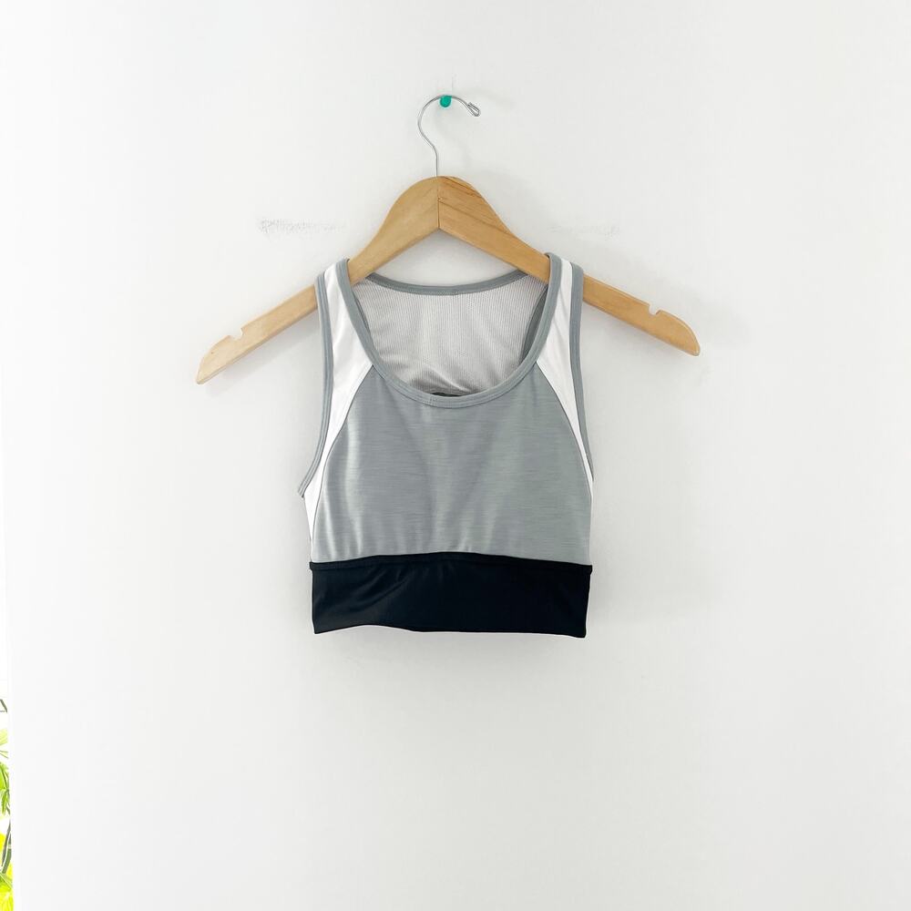 Athleta Gray & White Strappy Sports Bra Size XXS